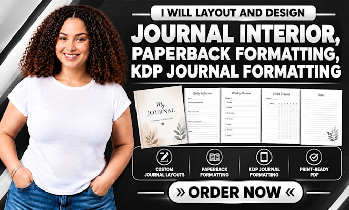 layout and design journal interior, paperback formatting, KDP journal formatting