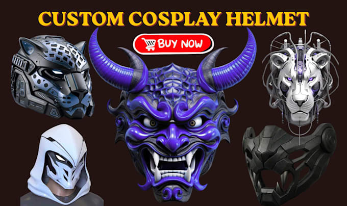 design and create a 3d printed cosplay helmet, custom wearable cosplay helmet