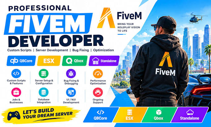 develop custom fivem scripts for qbcore esx qbox and your gta rp server