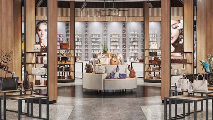 create realistic 3d retail shop, showroom interior design