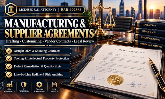 draft customized manufacturing supply agreements