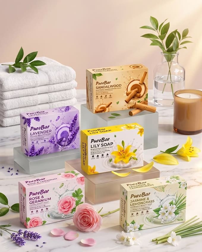 design handmade soap candle , solid perfume packaging