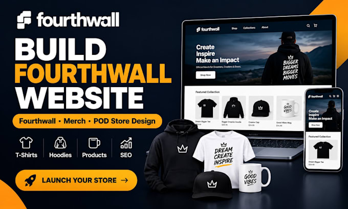 build fourth wall website setup fourthwall merch pod tshirt website design