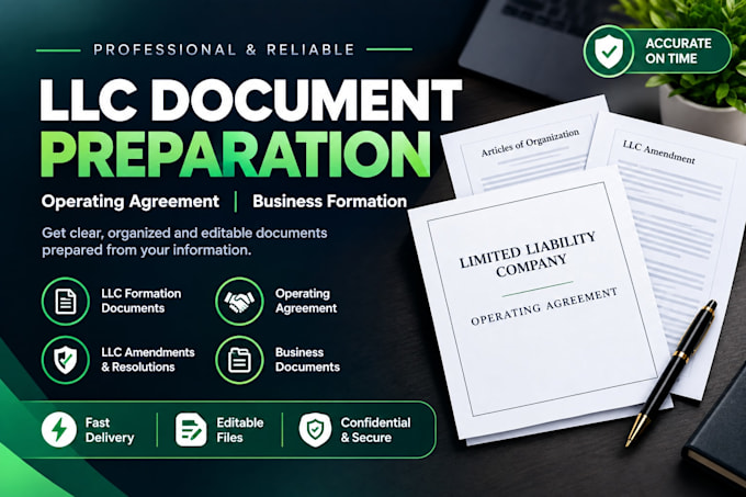 prepare llc documents, operating agreement and business formation docs
