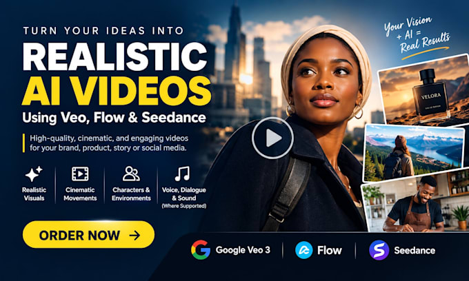 create ai realistic video using google veo3, flow ai, seedance, sora 2