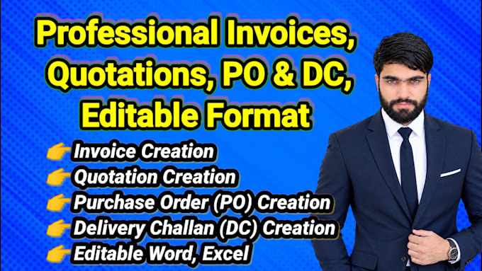 create professional invoices, quotations, purchase order and dc edible format