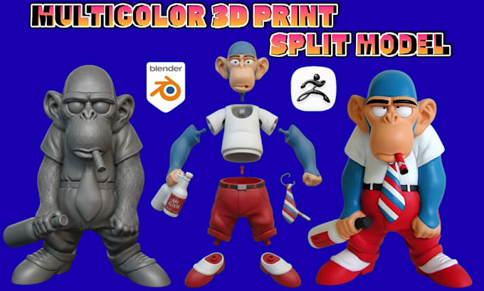 convert stl to 3mf split 3d model 3d toy for bambu lab multicolor printing