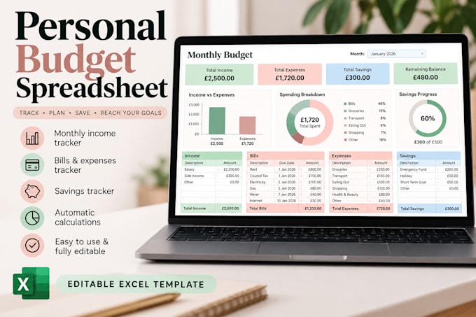 create a personal budget spreadsheet with automatic dashboard