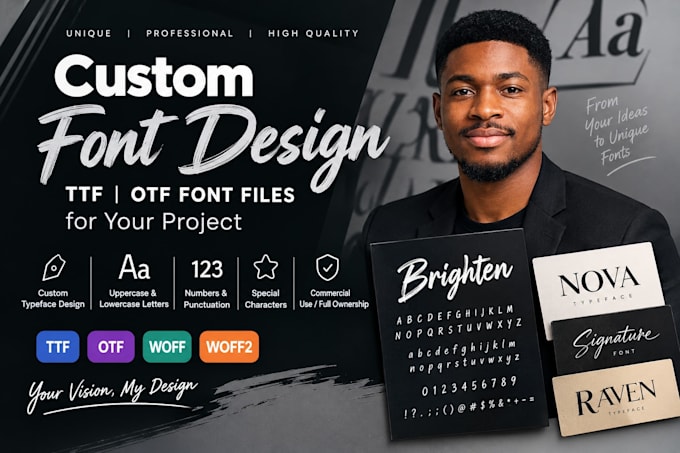 make design font custom font design ttf otf font files for your project