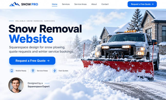 build squarespace snow removal snow plowing quote website