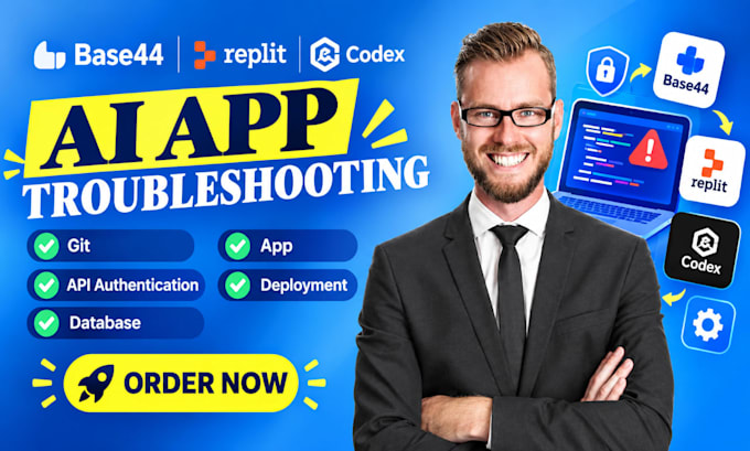 fix base44 replit codex ai app git API authentication database deployment error