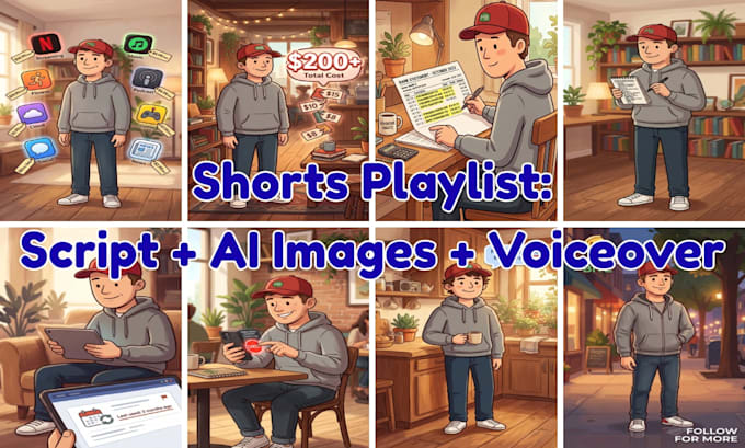 write finance shorts scripts with ai images and voiceover playlists