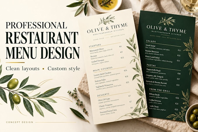 design a professional resturant menu