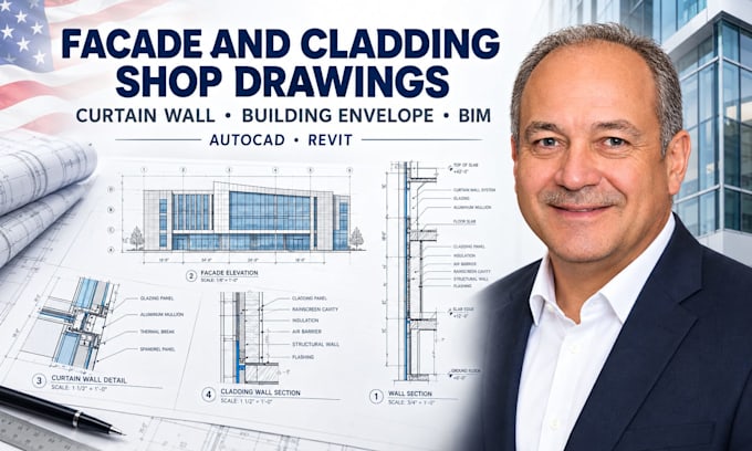 create facade cladding curtain wall and permit shop drawings