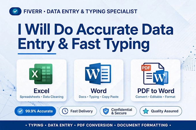 fast english typing, data entry and re typing