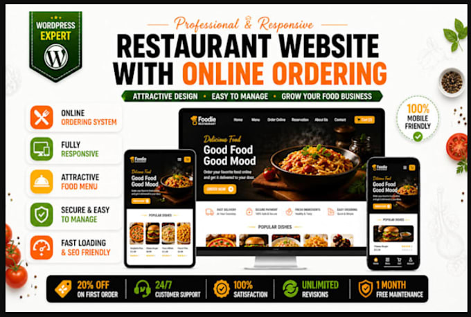 design a restaurant website with online ordering and reservation system