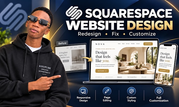 design redesign squarespace website fix squarespace modify squarespace website