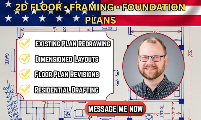 draw your 2d floor plan, framing or foundation drawings