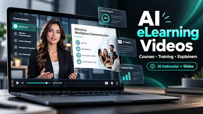 create ai elearning course video, training video and animated explainer