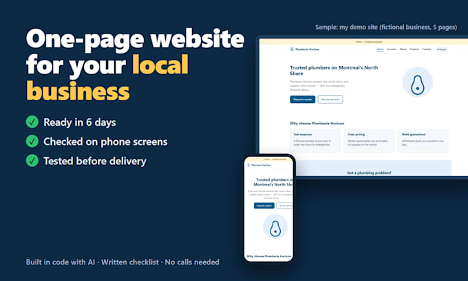 build a mobile friendly one page website for your local business