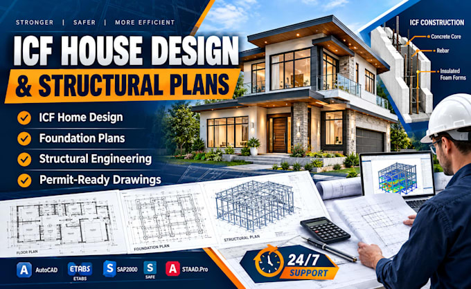 design icf house plans, structural drawings and foundation plans