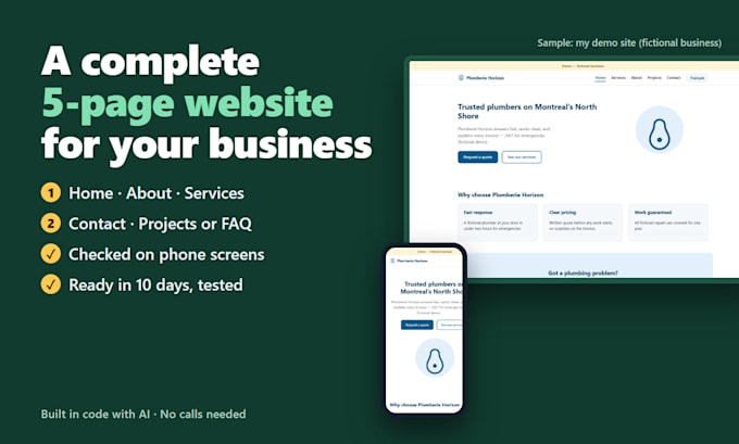 build a mobile friendly five page website for your local business