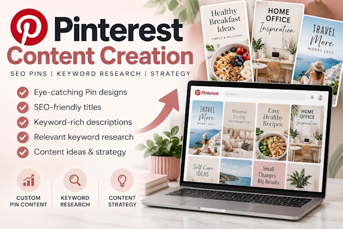 create a 30 day pinterest content plan with SEO pin titles