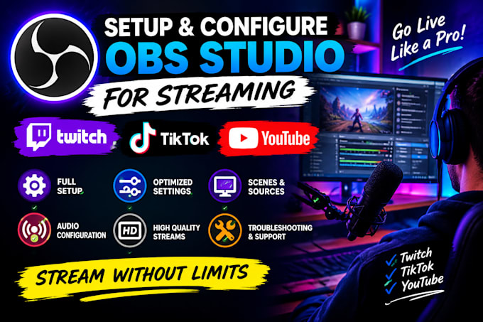 setup obs studio for streaming on twitch tiktok and youtube