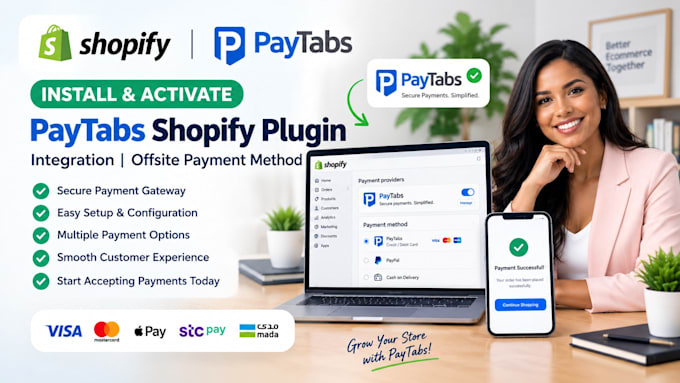 install and activate paytabs shopify plugin integration offsite payment method