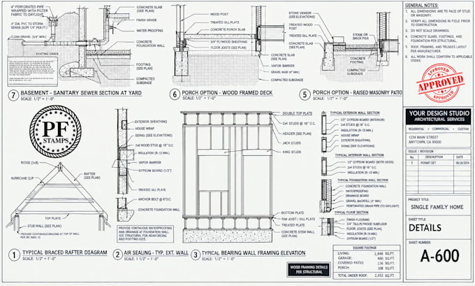 create texas florida georgia structural framing and architectural permit plans