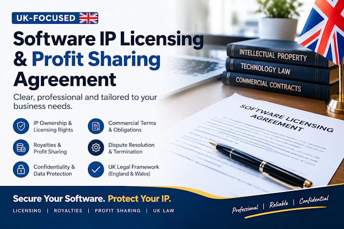 draft or review a UK software IP licensing and profit sharing agreement