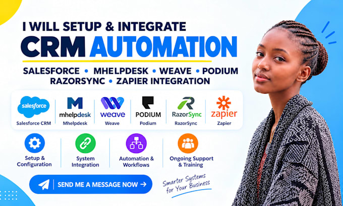 salesforce crm mhelpdesk weave podium automation razorsync zapier integration