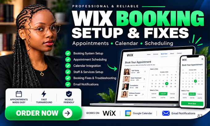 set up wix booking system, appointments, calendar and fix booking issues