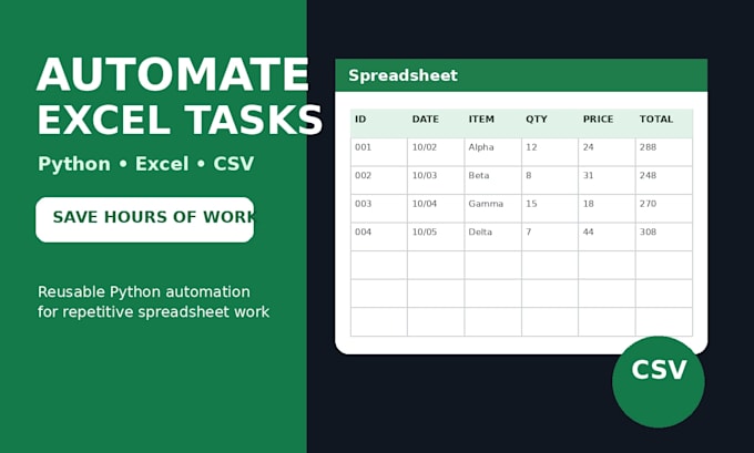 automate repetitive excel and CSV tasks with python