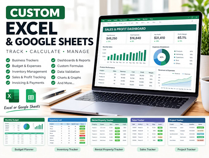 create a custom excel spreadsheet or google sheets tracker