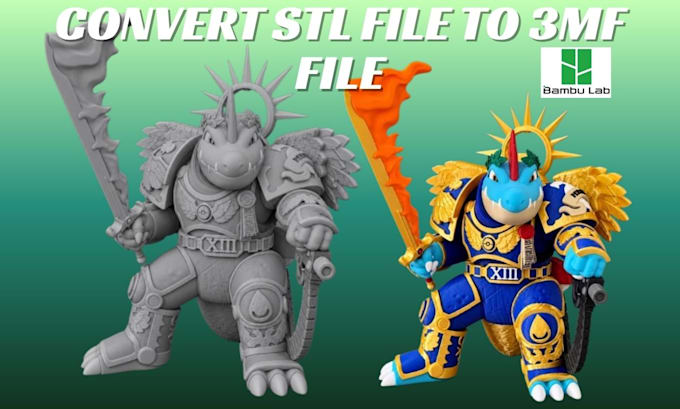 design multicolor 3d model convert stl to 3mf file for bambu lap 3d printing