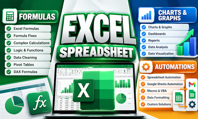 excel spreadsheet formulas and logic, filters, automation, data, and dax