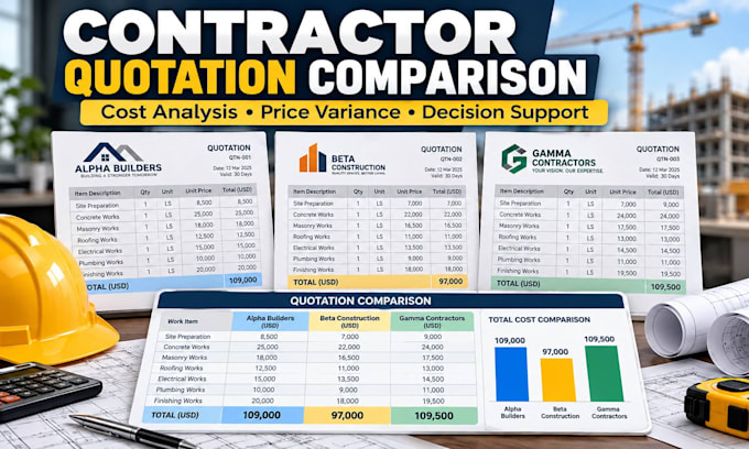 compare contractor quotations and prepare a cost analysis report