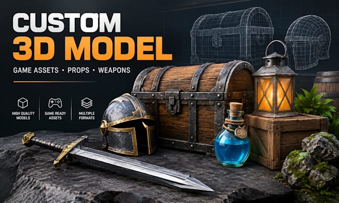create custom 3d maya model and game ready 3d assets game props