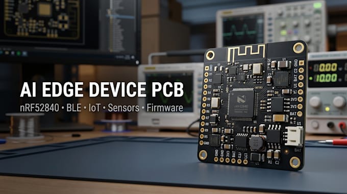 develop ai edge device pcb with nrf52840, ble, lora, gsm, sensors and firmware