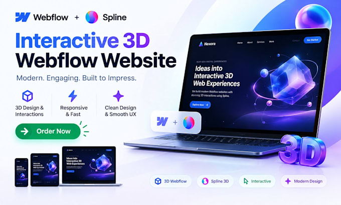 build an interactive 3d webflow website with spline automations