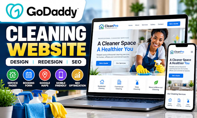 design or redesign a godaddy cleaning service website