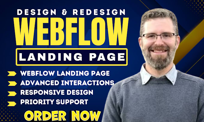 design fully responsive landing page, one page website, webflow landing page