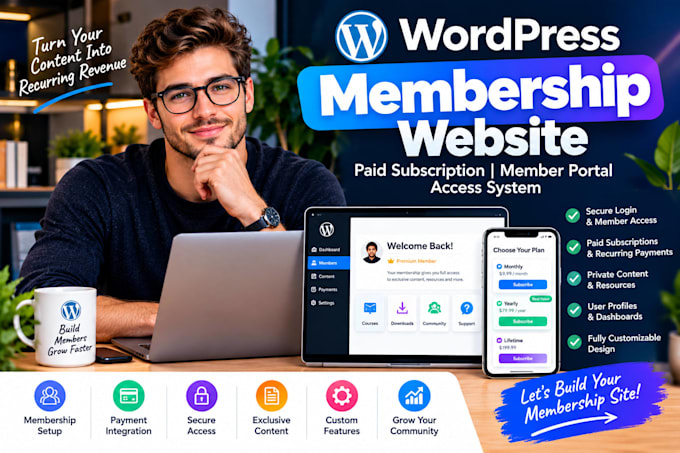 build wordpress membership website paid subscription member portal access system