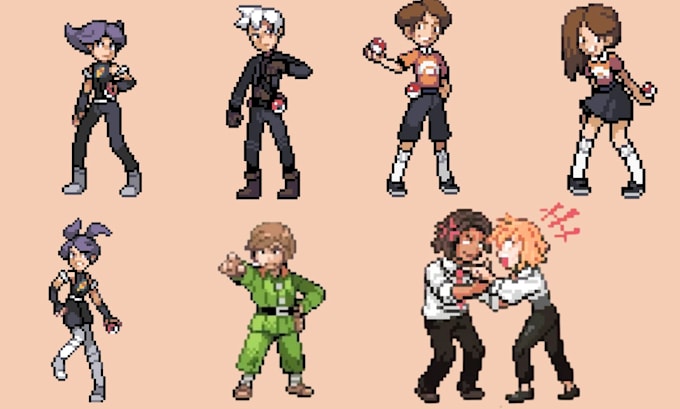 create pokemon essentials trainer npc overworld sprite animation sheet, rom hack