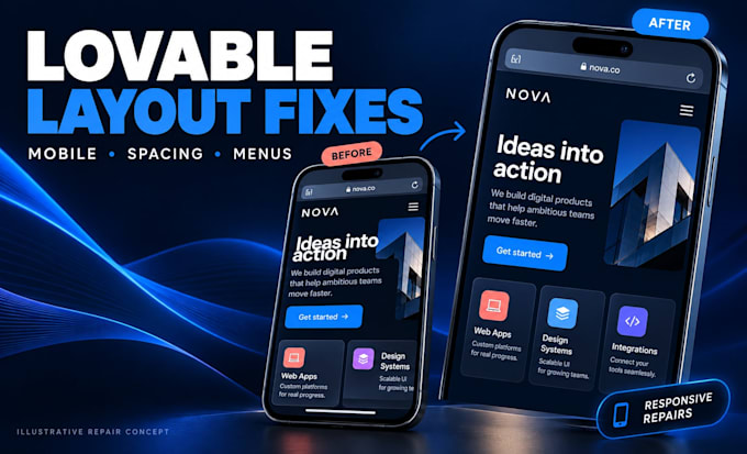 fix lovable website responsive layout issues mobile menu spacing and text sizing
