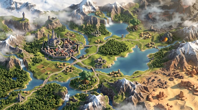 design fantasy map, rpg map, medieval map, kingdom and adventure maps
