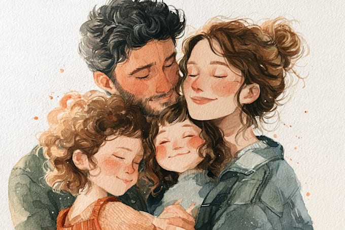 make watercolor family portrait