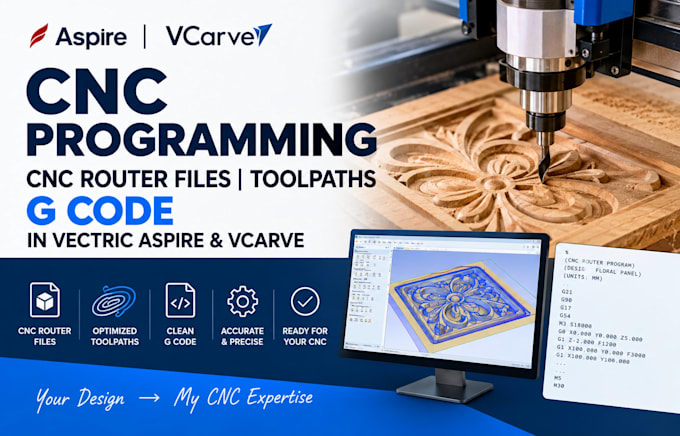 do cnc programming cnc router files toolpaths g code in vectric aspire vcarve