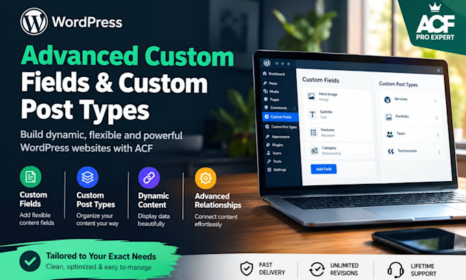 create acf custom post types fields and dynamic wordpress templates